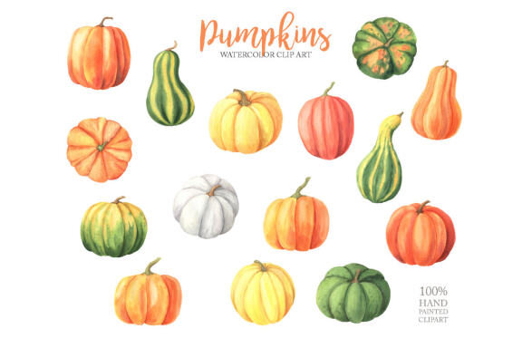 Watercolor Fall Pumpkins Clipart