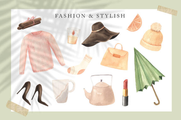 Watercolor Fall Autumn Fashion Clipart
