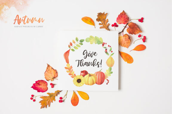 Watercolor Fall Autumn Harvest Clipart