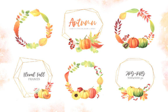 Watercolor Fall Autumn Harvest Clipart