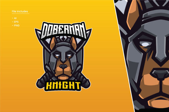 Doberman Knight Logo Template