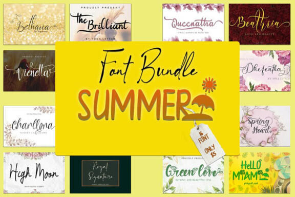 Summer Font Bundle - 16 Fonts