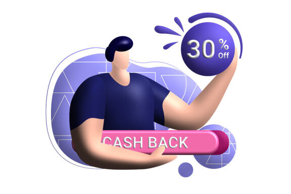 cashback coupon 3d rendering Illustration
