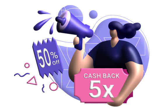cashback coupon 3d rendering Illustration