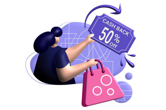 cashback coupon 3d rendering Illustration
