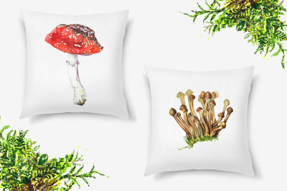 Watercolor forest mushrooms clipart, Autumn Clipart