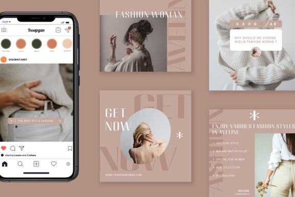 Aveline fashion woman - Instagram post template