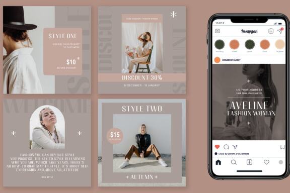 Aveline fashion woman - Instagram post template