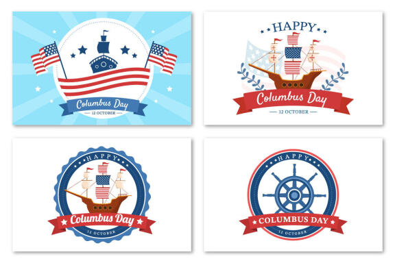 17 Happy Columbus Day National Holiday Illustration