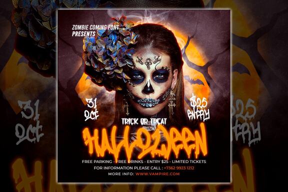 Zombie Coming - Dripping Halloween Font