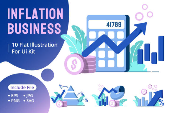 Inflation Business icon flat Illustration