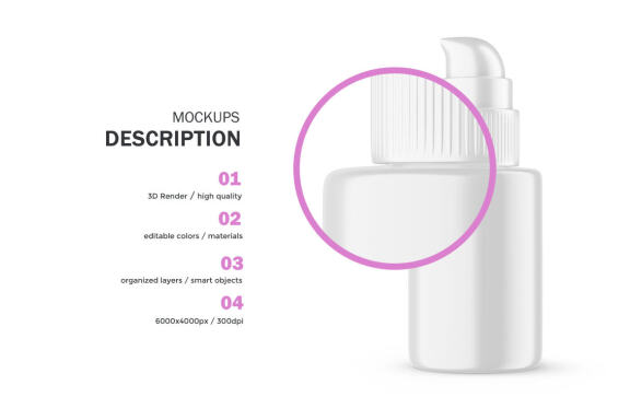 Plastic Pump Bottle With Editable Lid - Cosmetic Product Mockup