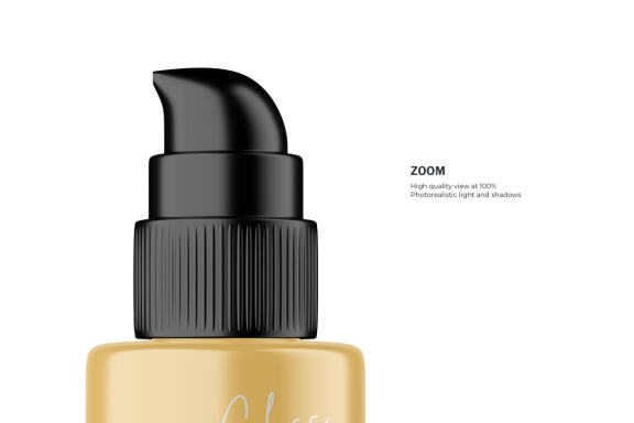 Plastic Pump Bottle With Editable Lid - Cosmetic Product Mockup