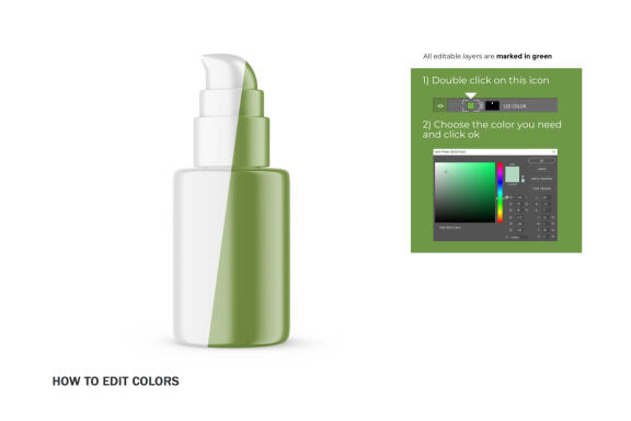 Plastic Pump Bottle With Editable Lid - Cosmetic Product Mockup