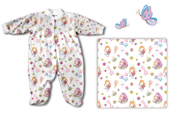 Unicorn watercolor pattern