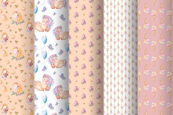 Unicorn watercolor pattern