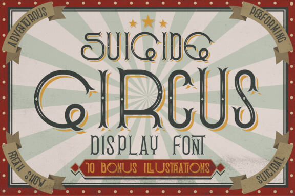 Suicide circus font + 10 bonus designs