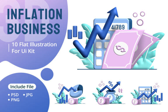 Inflation Business 3d flat Illustration for business finance