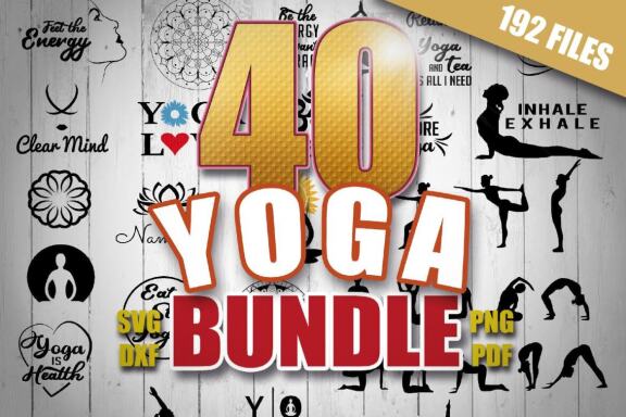 40 Yoga SVG Bundle for Cutting machines, craft projects