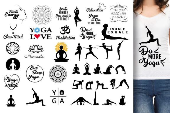 40 Yoga SVG Bundle for Cutting machines, craft projects
