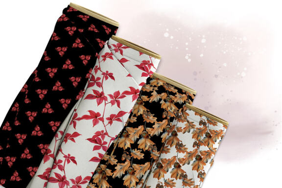 Autumn plants. Autumn set of watercolor patterns