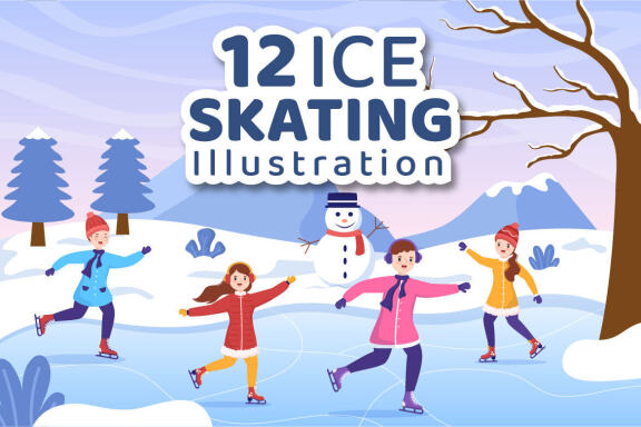 12 Ice Skating Design Illustration