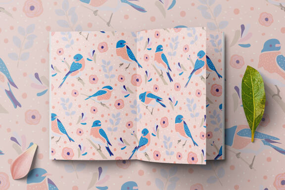 Backyard birds pattern and illustration collection
