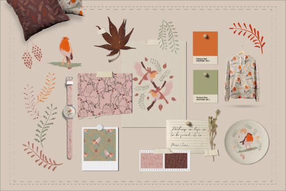 Backyard birds pattern and illustration collection