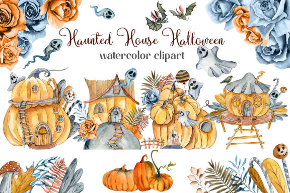 Haunted House Halloween Clipart Bundle