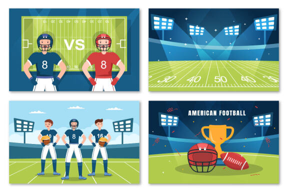 13 American Football Sports Player Illustration