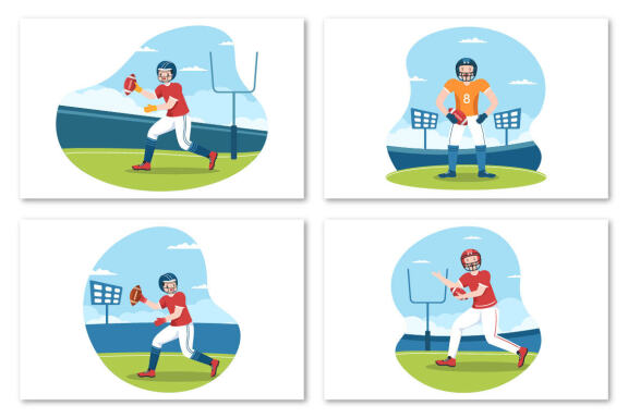 13 American Football Sports Player Illustration