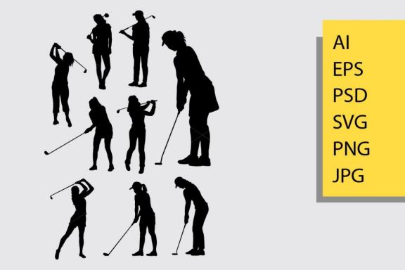 Female golfer silhouette