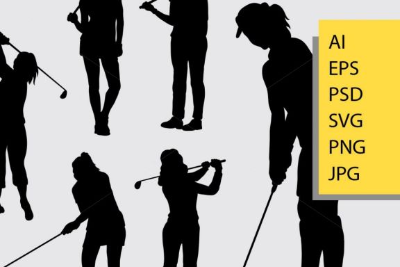 Female golfer silhouette