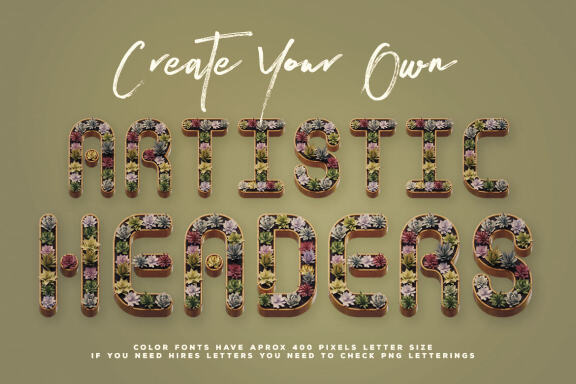 Succulent in Pot - Color Font