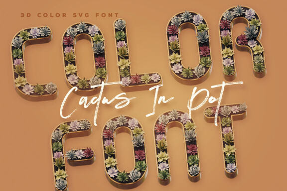 Succulent in Pot - Color Font