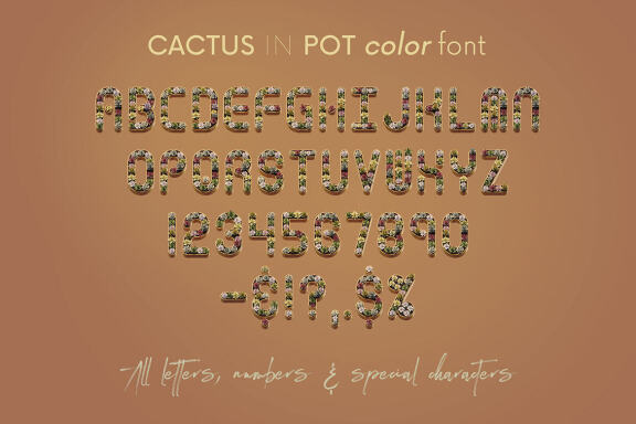 Succulent in Pot - Color Font