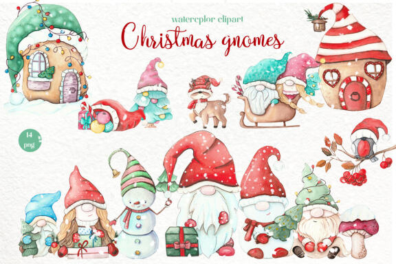 Christmas gnomes PNG clipart. Winter Gnome Clipart
