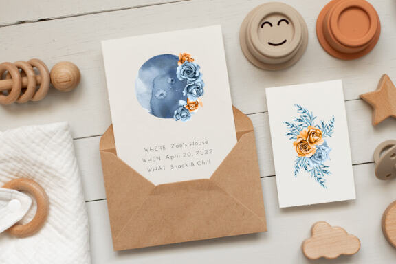 Indigo & Rust Boho Floral Clipart