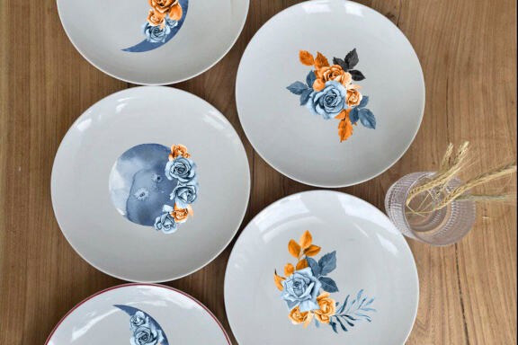 Indigo & Rust Boho Floral Clipart