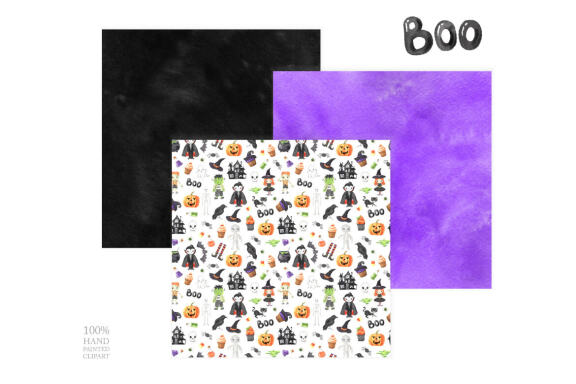 Watercolor Halloween Digital Papers Pack