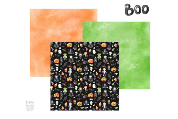 Watercolor Halloween Digital Papers Pack