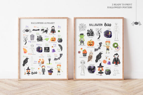 Watercolor Halloween Boo Clipart Graphic