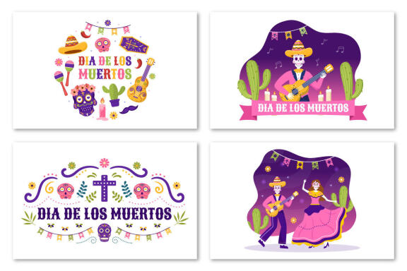 10 Dia De Los Muertos or Day of the Dead Illustration