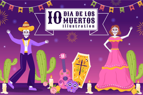 10 Dia De Los Muertos or Day of the Dead Illustration