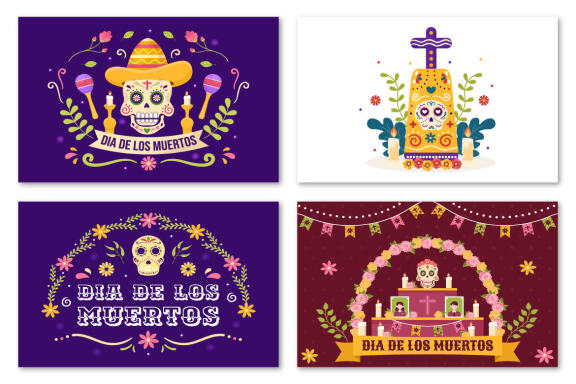 10 Dia De Los Muertos or Day of the Dead Illustration