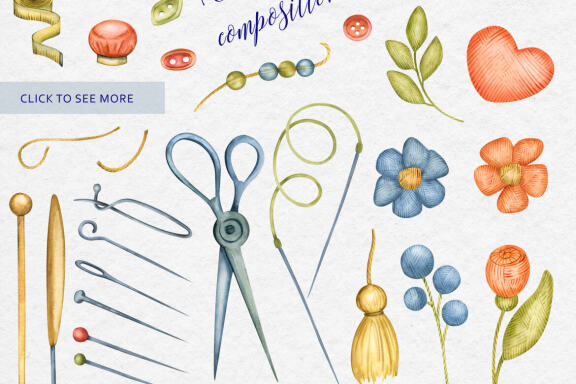 Knitting watercolor collection