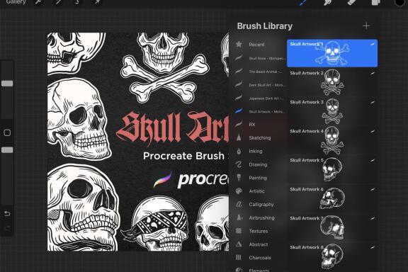 34 Skull Dark Cross Bone Vintage Hand Drawn Artworks Design Procreate Brushes | Tattoo Stamps | Procreate Brush Stamp | Brushes Digital iPad
