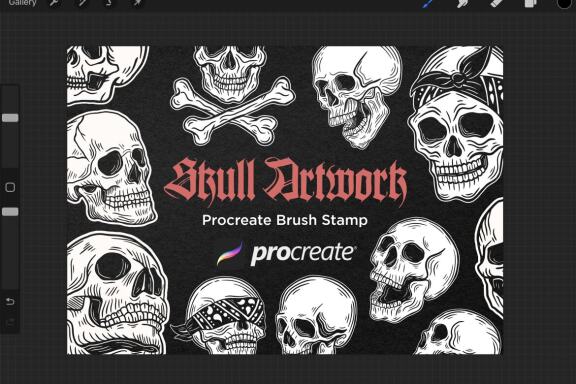 34 Skull Dark Cross Bone Vintage Hand Drawn Artworks Design Procreate Brushes | Tattoo Stamps | Procreate Brush Stamp | Brushes Digital iPad