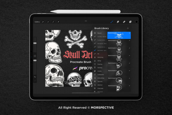 34 Skull Dark Cross Bone Vintage Hand Drawn Artworks Design Procreate Brushes | Tattoo Stamps | Procreate Brush Stamp | Brushes Digital iPad