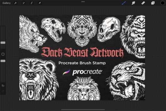 30 Skull Beast Animal Dark Artworks Design Procreate Brushes | Tattoo Stamps | Procreate Brush Stamp | Brushes Digital iPad